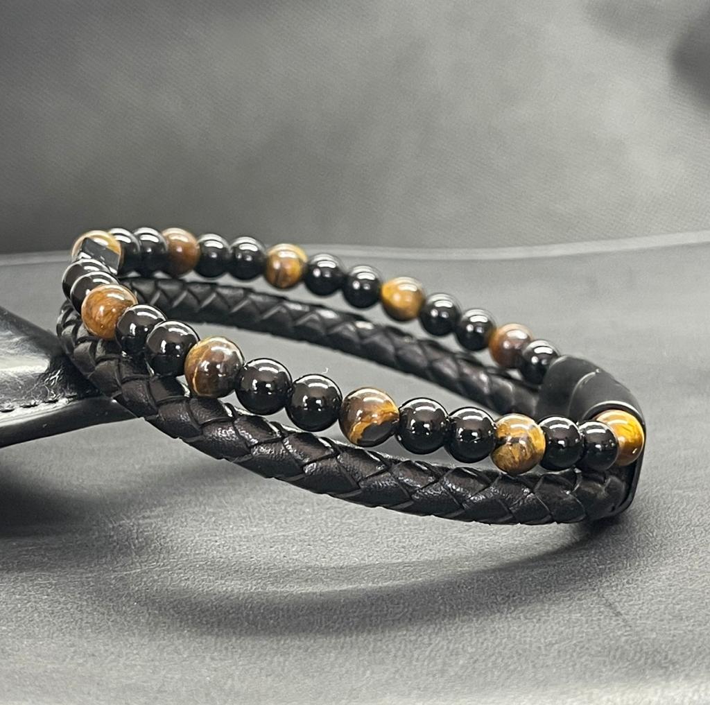 Bracelet Protection Obsidienne Noire, Hématite, Œil de Tigre Bracelet Protection Obsidienne Noire, Hématite, Œil de Tigre