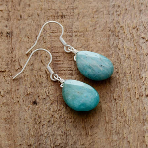 Boucles d'oreille goutte en amazonite