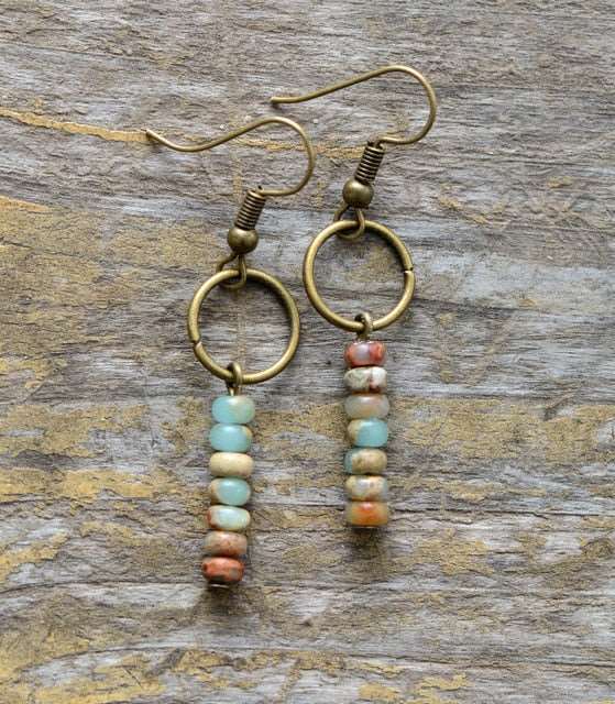 Boucles d'oreille en jaspe impérial