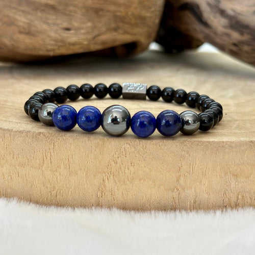 Bracelet en lapis-lazuli et obsidienne