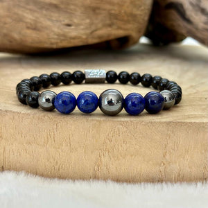 Bracelet en lapis-lazuli et obsidienne