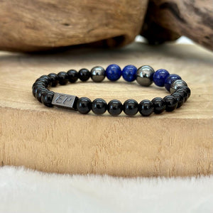 Bracelet en lapis-lazuli et obsidienne