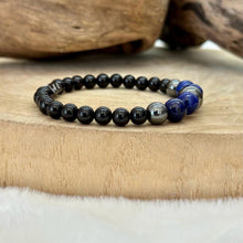 Charger l&#39;image dans la galerie, Bracelet en lapis-lazuli et obsidienne