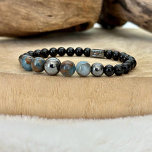 Charger l&#39;image dans la galerie, Bracelet en aventurine et obsidienne.