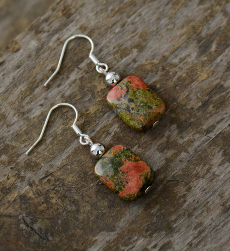 Boucles d'oreilles en unakite