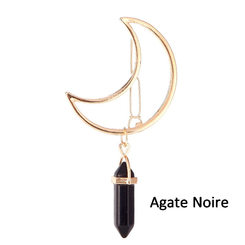 Pince à  cheveux broche en agate noire